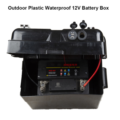 صندوق بطارية بلاستيك خارجي مقاوم للماء 100A 12V ، صندوق بطارية تخييم مغامرة